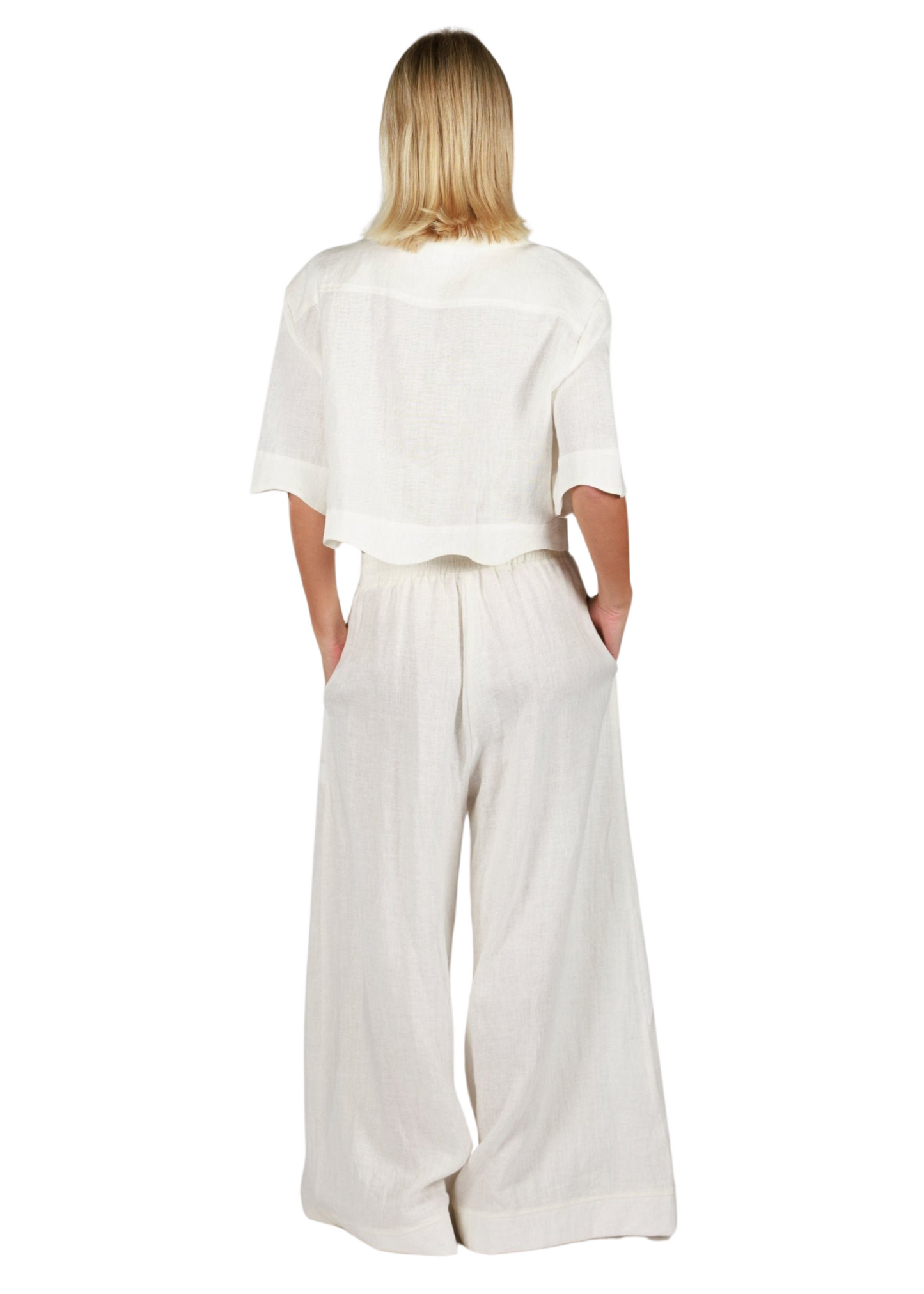 CARMEN NATURAL WHITE | Women linen wide trousers