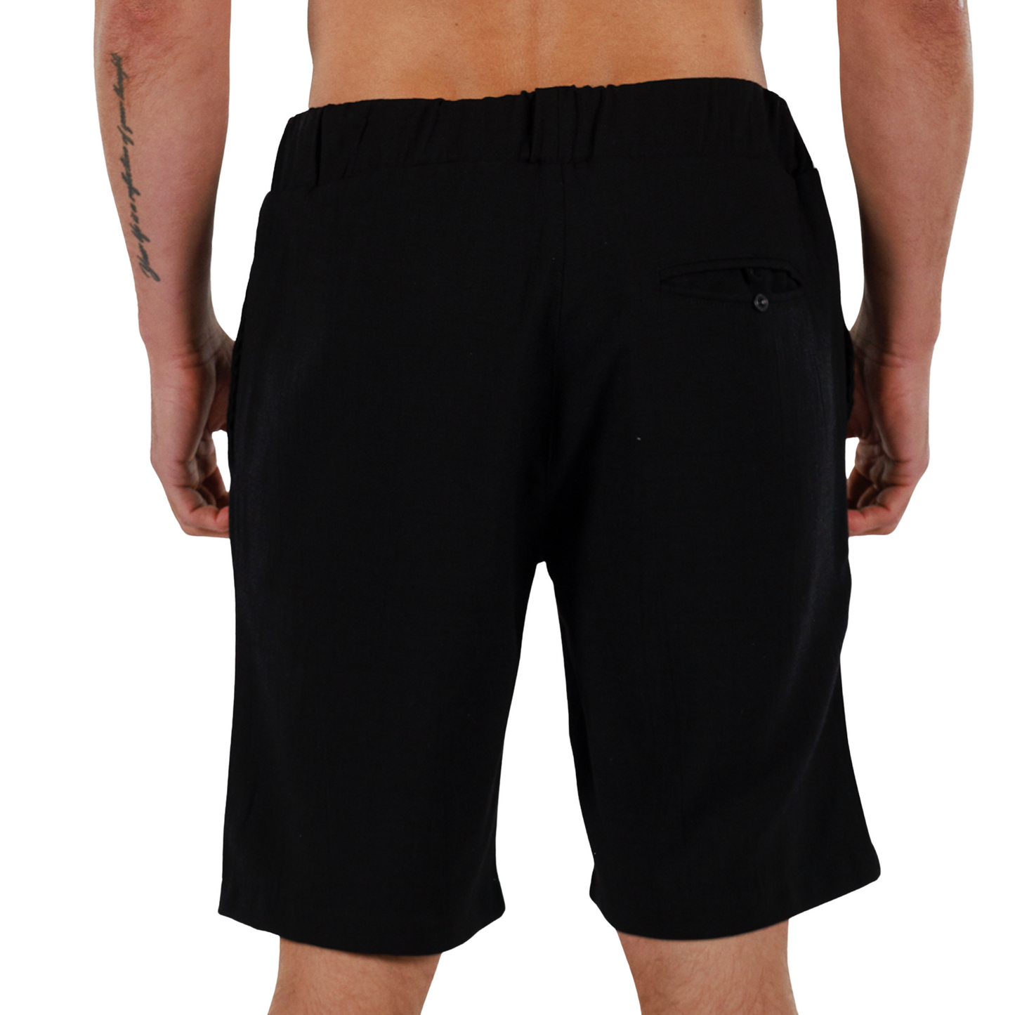 BLACK | Mens Linen Shorts
