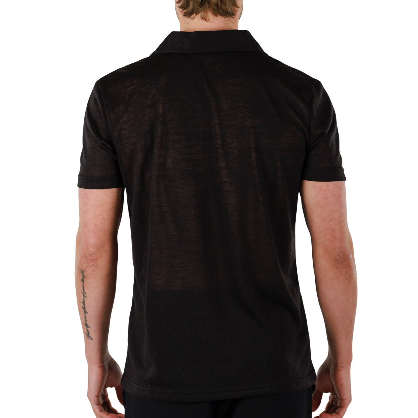 BLACK | Mens Linen Polo
