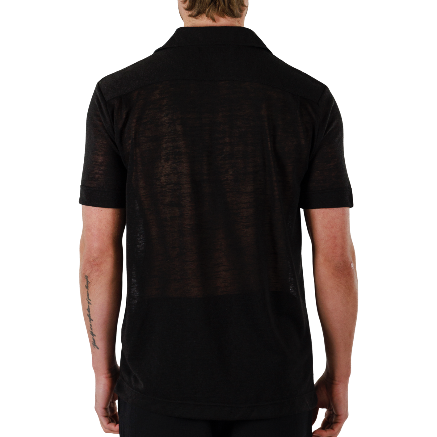 BLACK | Mens Linen Shirt Short Sleeve