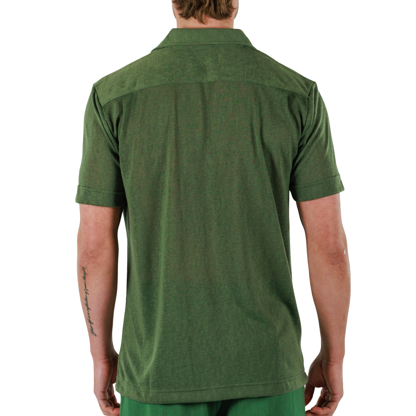 MILITARY GREEN | Mens Linen Shirt Short Sleeve