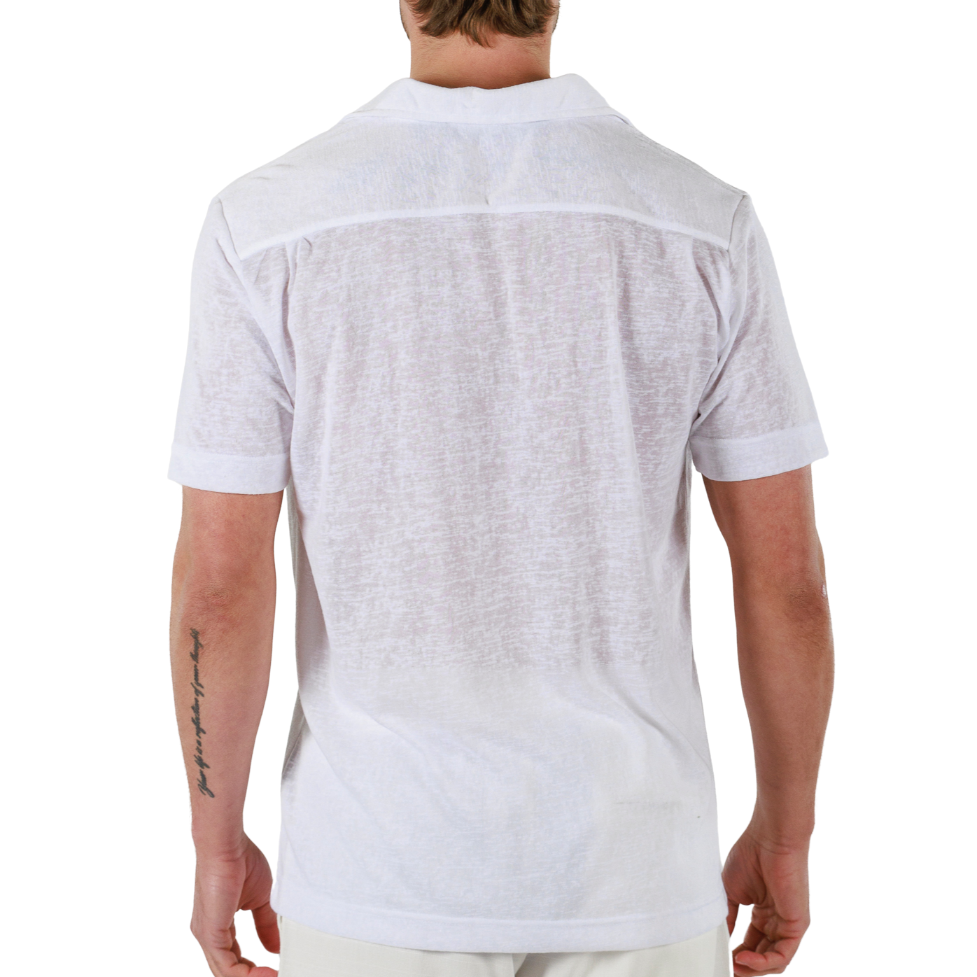 WHITE | Mens Linen Shirt Short Sleeve