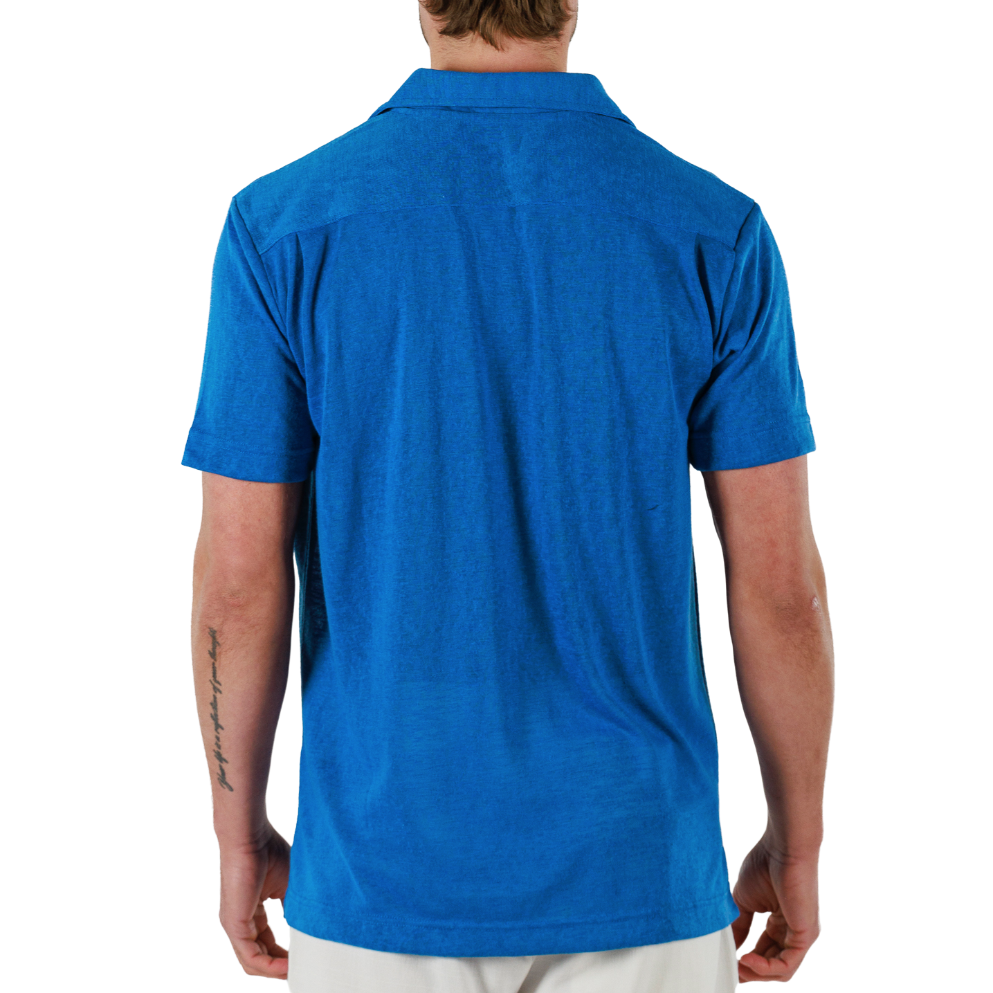 REGATTA BLUE | Mens Linen Shirt Short Sleeve