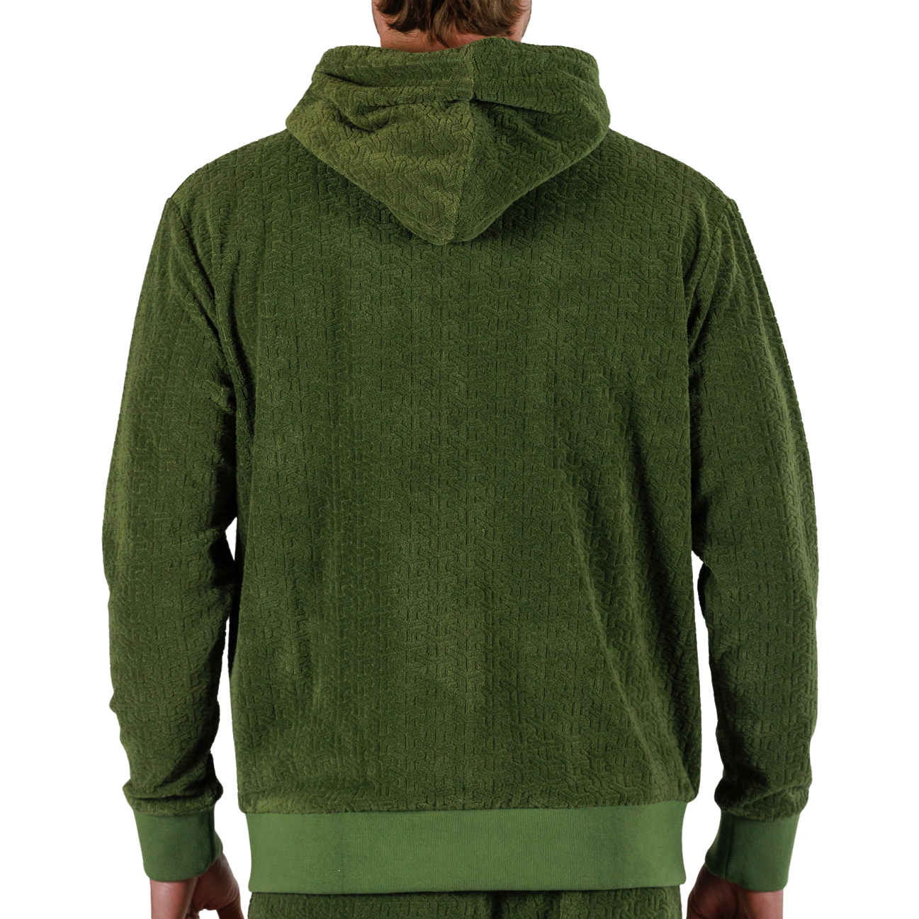 JACQUARD MILITARY GREEN | Towelling Hoodie