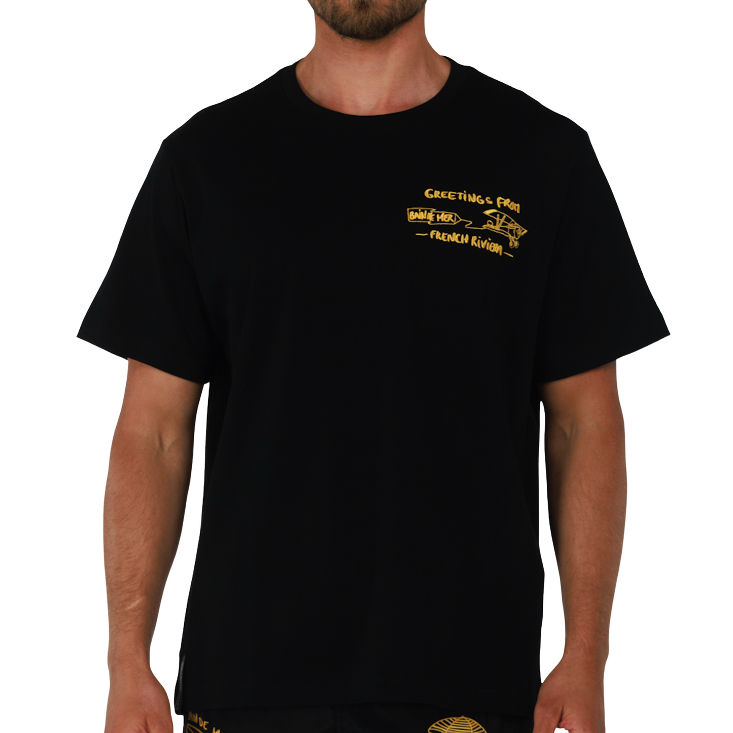 ALLARD BLACK | Mens Cotton Oversized T-Shirt FRENCH RIVIERA