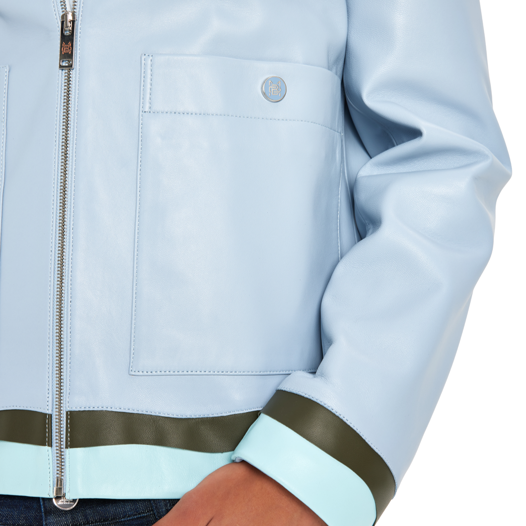Leather Jacket Champagne Papi | SKY BLUE