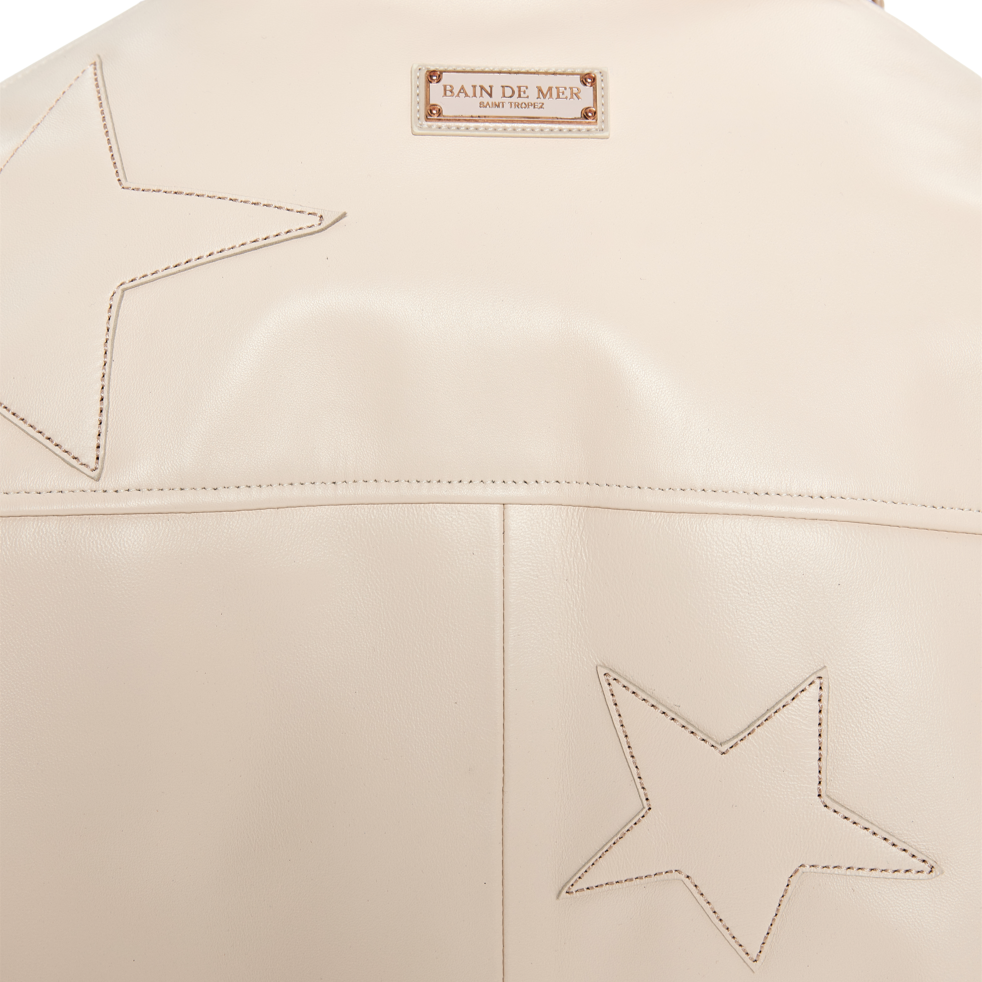 Leather Bomber Starlight | BEIGE