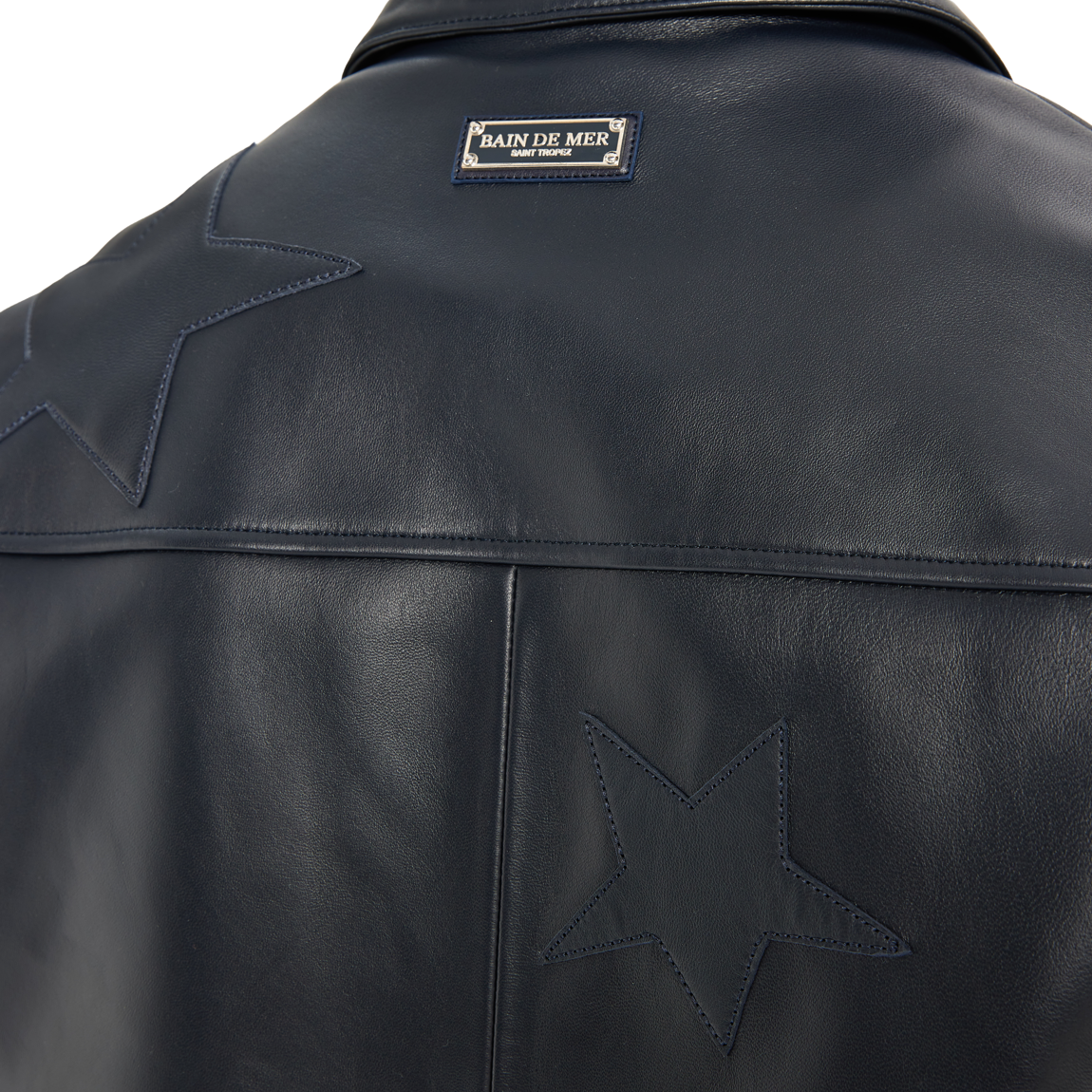 Leather Bomber Starlight | NAVY BLUE