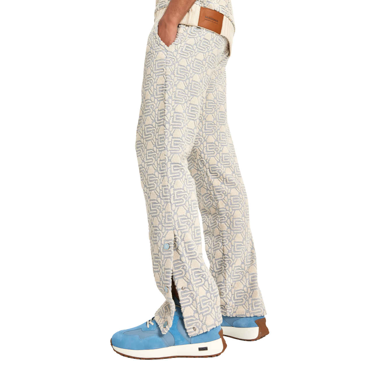 Jacquard Monogram Pants | ECRU/SKY BLUE