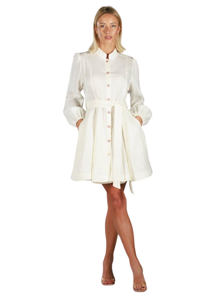 MARIE NATURAL WHITE | Women Linen Dress