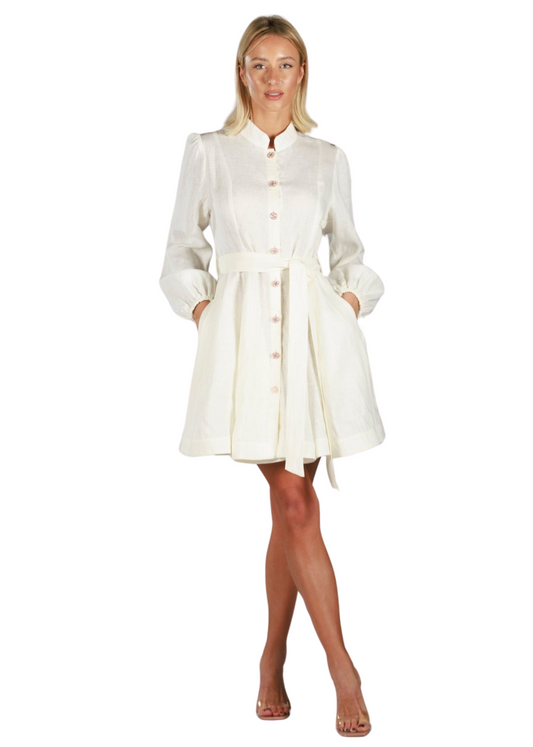 MARIE NATURAL WHITE | Women Linen Dress