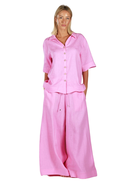IZABELLE LIGHT PINK | Women linen long blouse