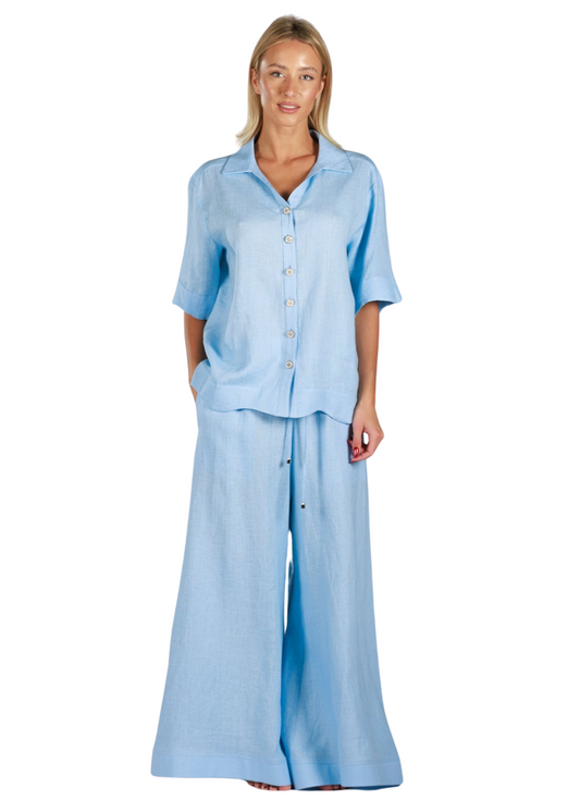 IZABELLE LIGHT BLUE | Women linen long blouse