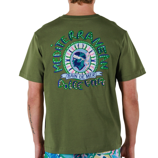 ALLARD MILITARY GREEN | Mens Cotton Oversized T-Shirt MEDITERRANEAN