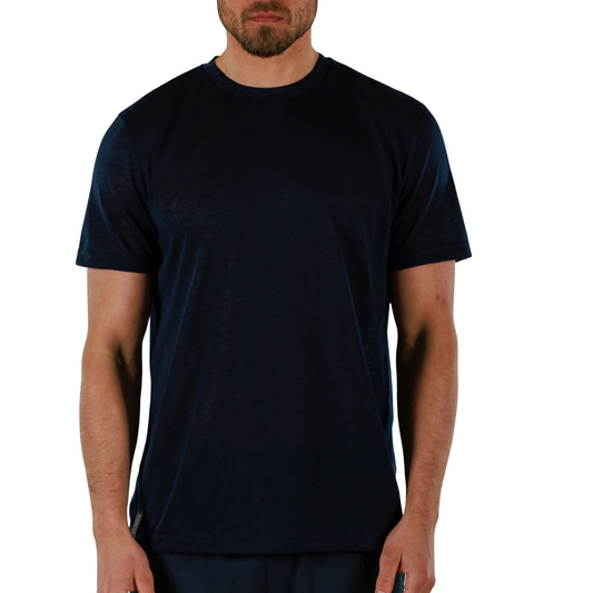 NAVY BLUE | Mens Linen T-shirt