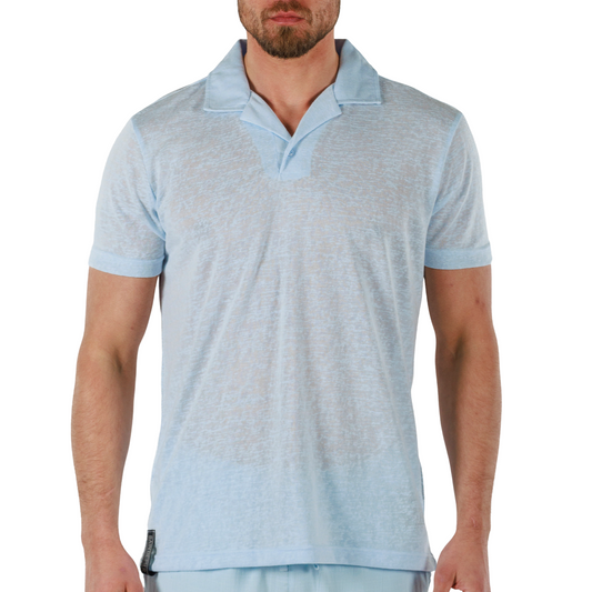 SKY BLUE | Mens Linen Polo