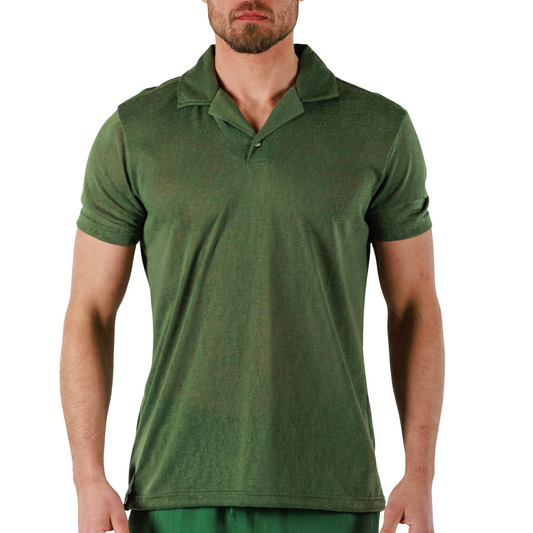 MILITARY GREEN | Mens Linen Polo