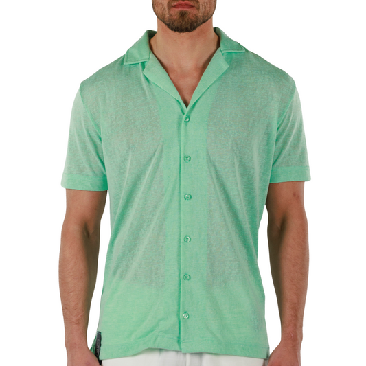 BROOK GREEN | Mens Linen Shirt Short Sleeve