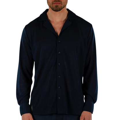 NAVY BLUE | Mens Linen Shirt Long Sleeve