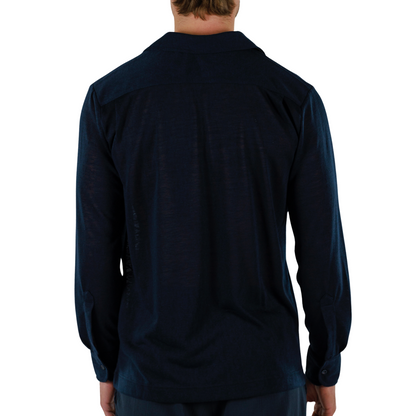 NAVY BLUE | Mens Linen Shirt Long Sleeve
