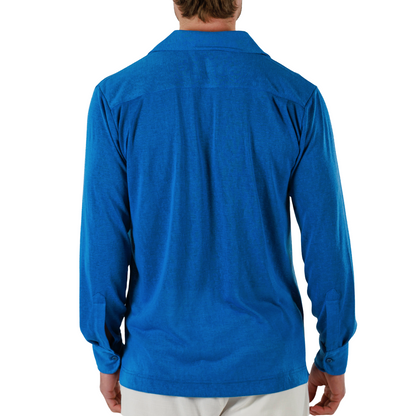 REGATTA BLUE | Mens Linen Shirt Long Sleeve