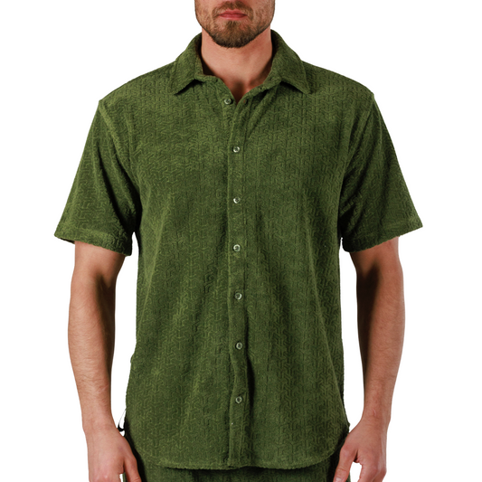 JACQUARD MILITARY GREEN | Shirt Short Sleeve