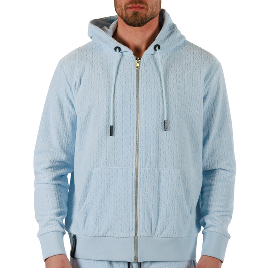 JACQUARD SKY BLUE | Towelling Hoodie