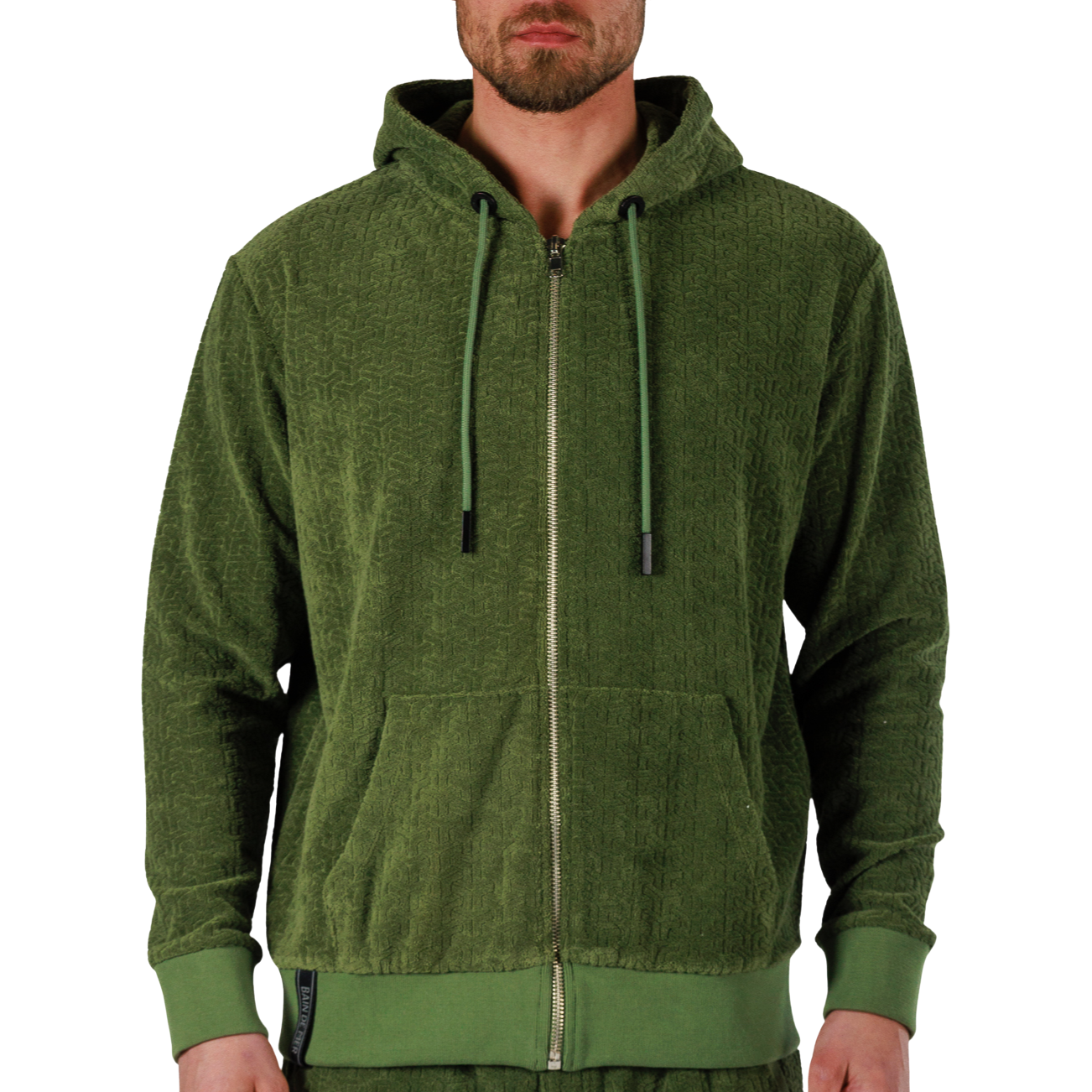 JACQUARD MILITARY GREEN | Towelling Hoodie