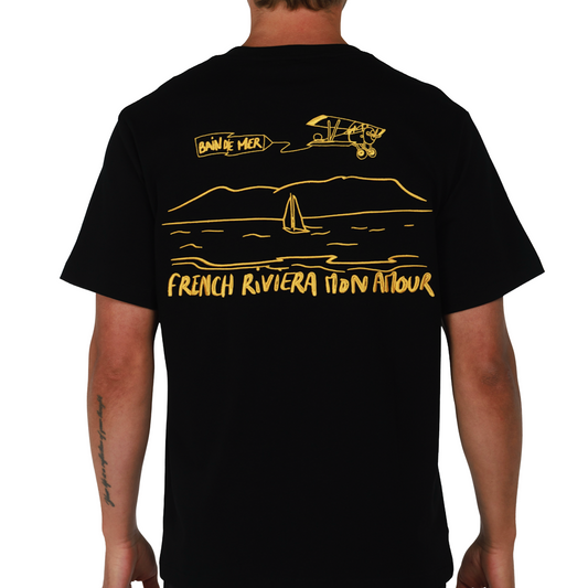 ALLARD BLACK | Mens Cotton Oversized T-Shirt FRENCH RIVIERA