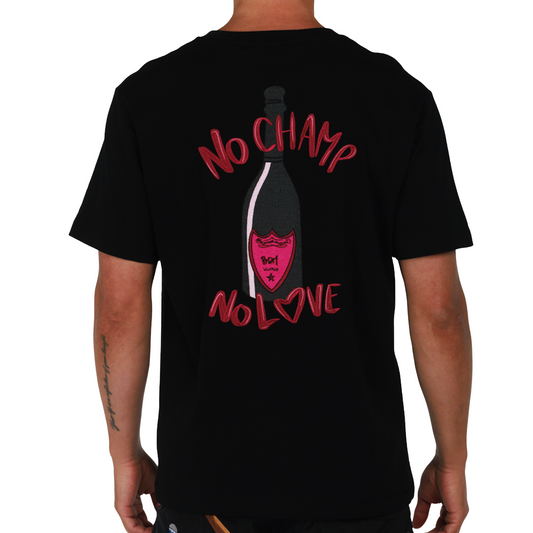 ALLARD BLACK | Mens Cotton Oversized T-Shirt NO CHAMP NO LOVE