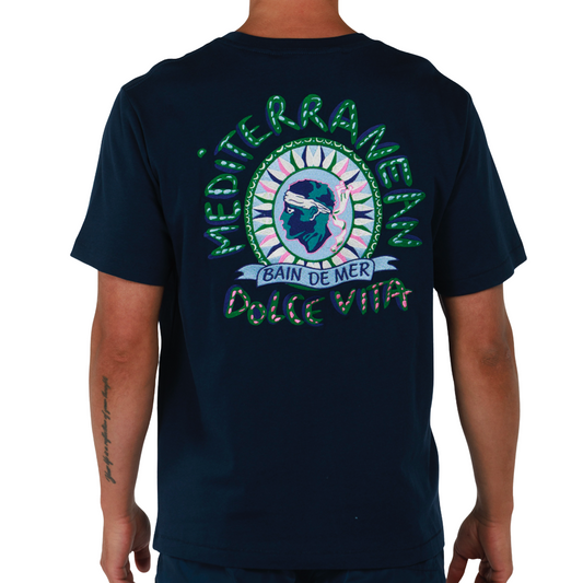 ALLARD NAVY BLUE | Mens Cotton Oversized T-Shirt MEDITERRANEAN
