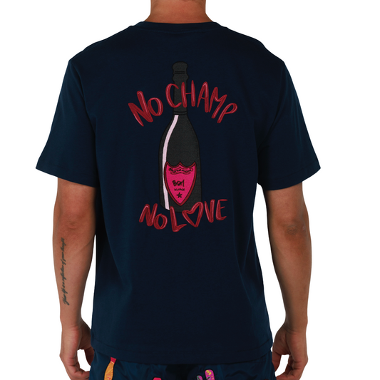 ALLARD NAVY BLUE | Mens Cotton Oversized T-Shirt NO CHAMP NO LOVE