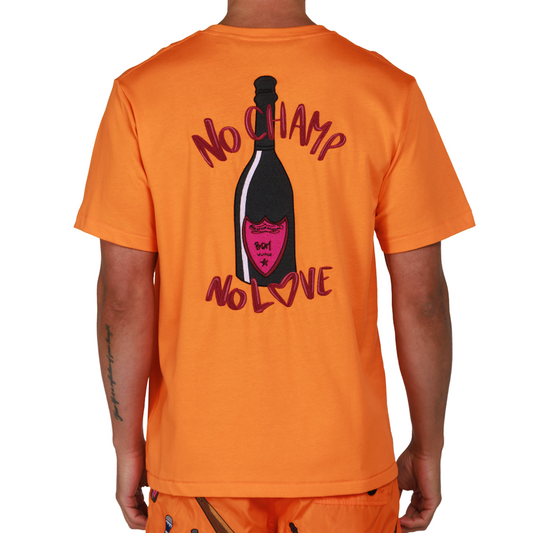 ALLARD ORANGE | Mens Cotton Oversized T-Shirt NO CHAMP NO LOVE