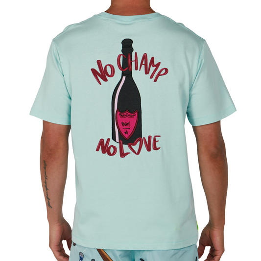 ALLARD SKY BLUE | Mens Cotton Oversized T-Shirt NO CHAMP NO LOVE