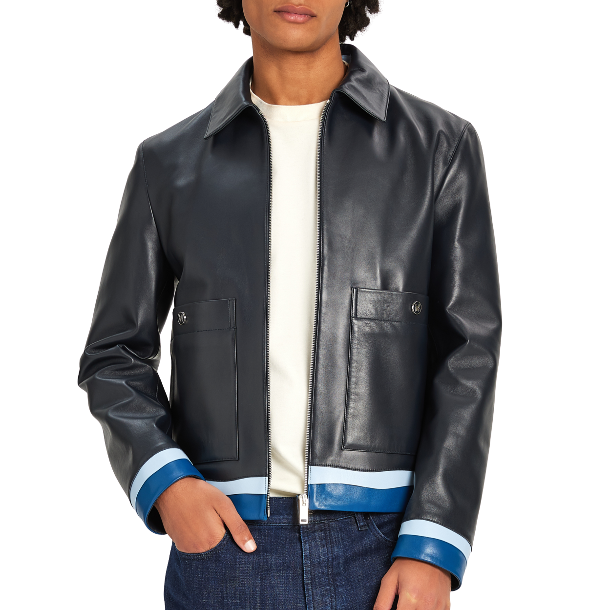 Leather Jacket 70 | NAVY BLUE
