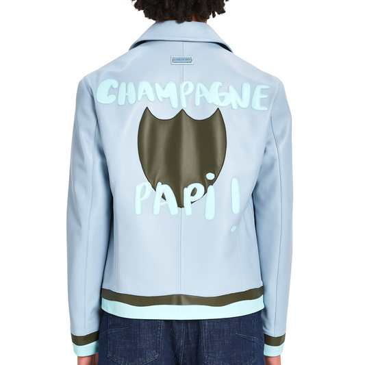 Leather Jacket Champagne Papi | SKY BLUE