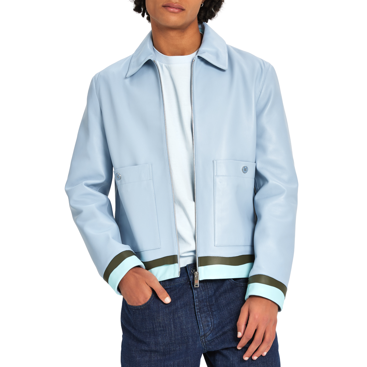 Leather Jacket Champagne Papi | SKY BLUE