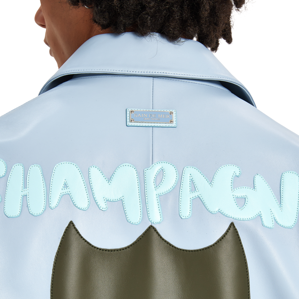 Leather Jacket Champagne Papi | SKY BLUE