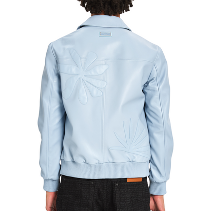 Leather Bomber Coral | SKY BLUE