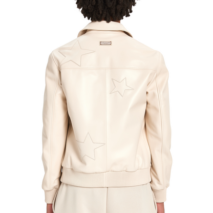 Leather Bomber Starlight | BEIGE