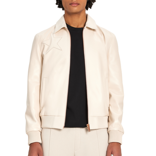 Leather Bomber Starlight | BEIGE