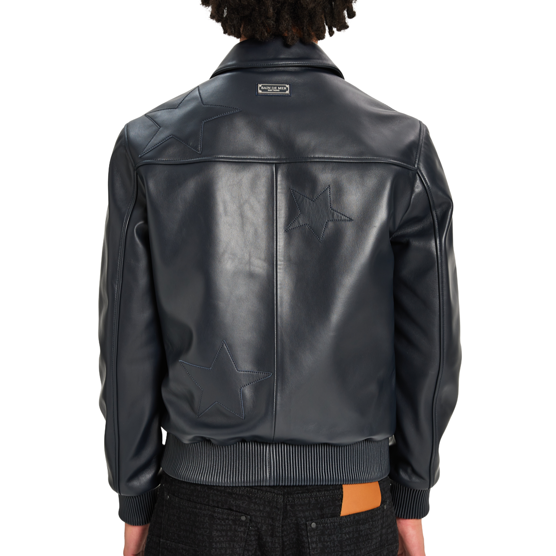 Leather Bomber Starlight | NAVY BLUE