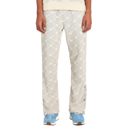 Jacquard Monogram Pants | ECRU/SKY BLUE