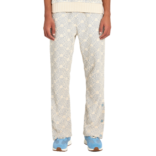 Jacquard Monogram Pants | ECRU/SKY BLUE