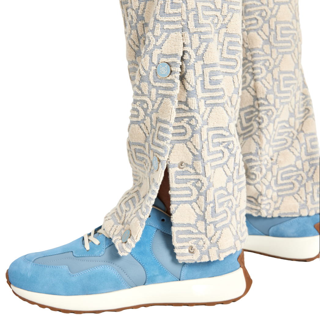 Jacquard Monogram Pants | ECRU/SKY BLUE